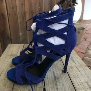 Steve Madden blue suede strapped heels